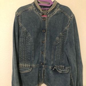L J. Jill mandarin collar denim jacket